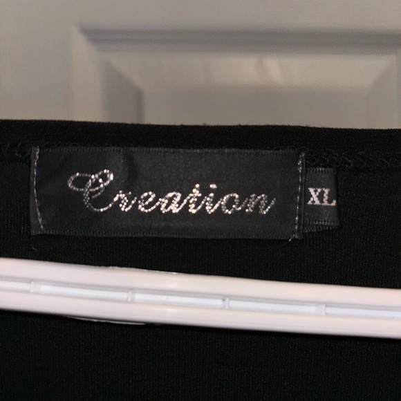 CREATION BLACK 3/4 SLEEVE TUNIC XL - Picture 3 of 3
